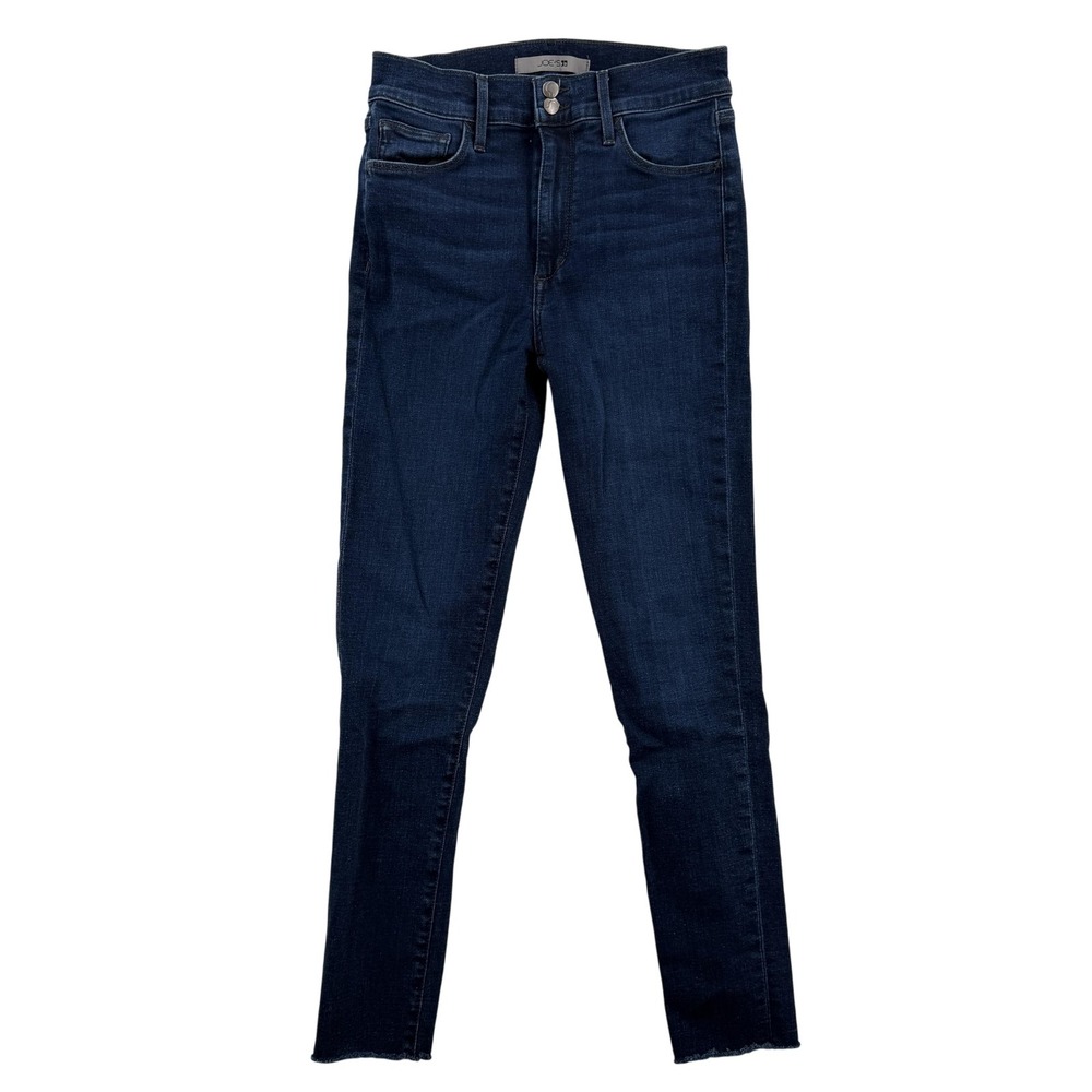 Joe's Jeans Womens 27 Dark Blue High Rise Skinny Ankle Frayed Hem Stretch Denim